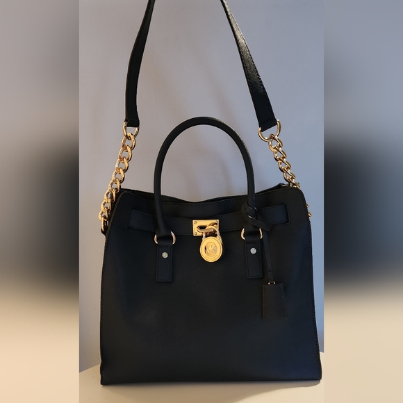 Large Michael Kors Navy Blue Leather Bag - Picture 2 of 3